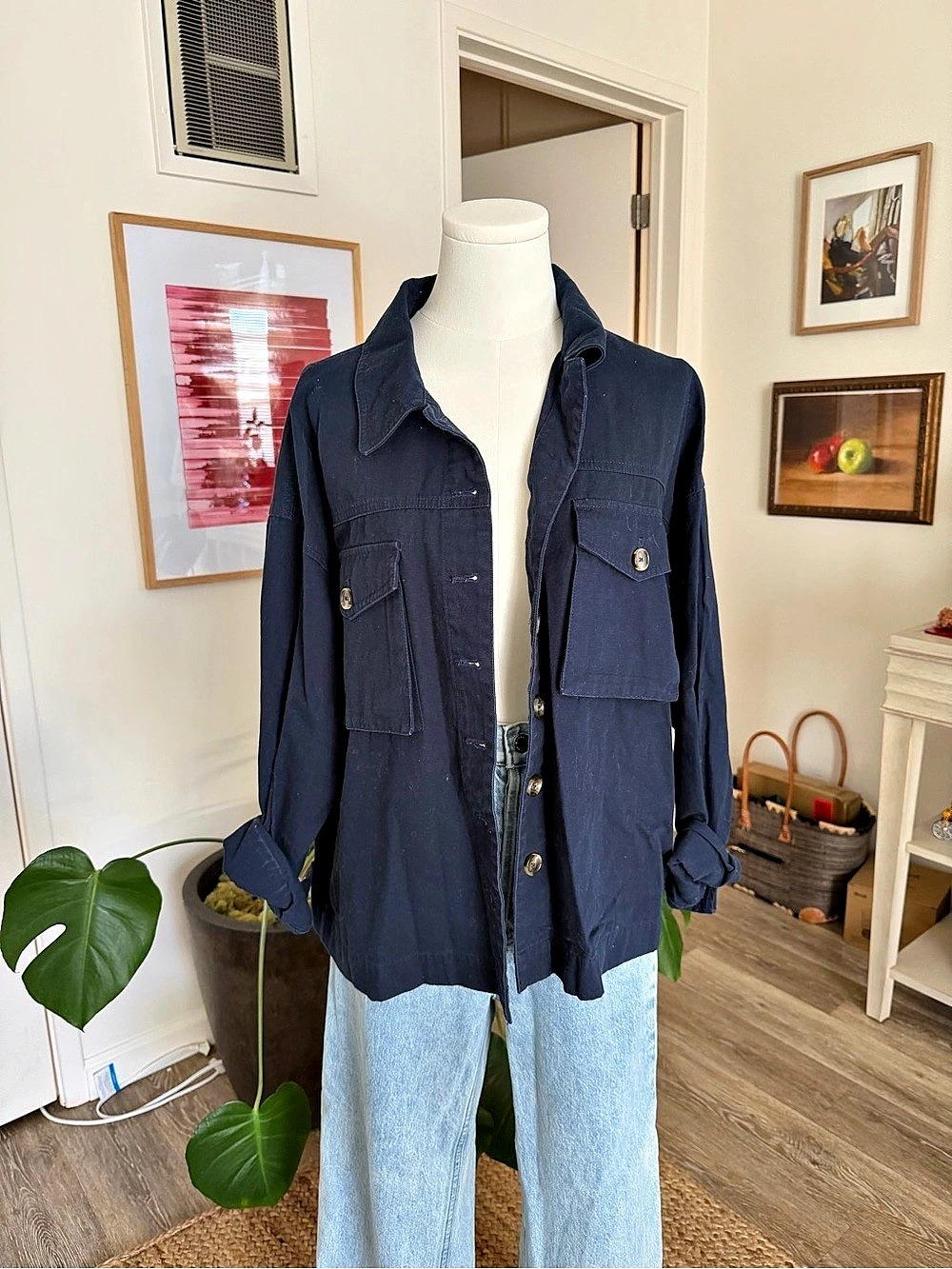 Forever 21 Barb Jacket in Blue Size Large Like New- Never Worn